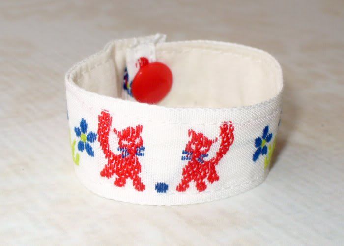 Playful Kittens Vintage Ribbon Childs Cuff Bracelet