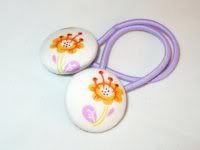 Simple Flowers - "Toddler" Covered Button Ponytail Holders (set of 2)