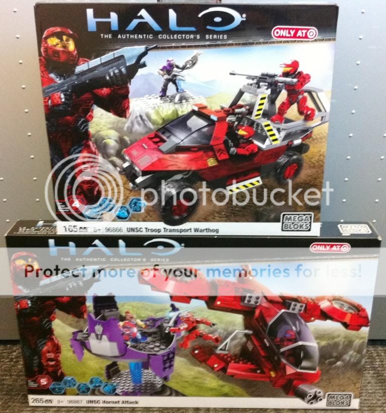 HALO MEGA BLOKS UNSC HORNET RED TRANSPORT WARTHOG LOT  